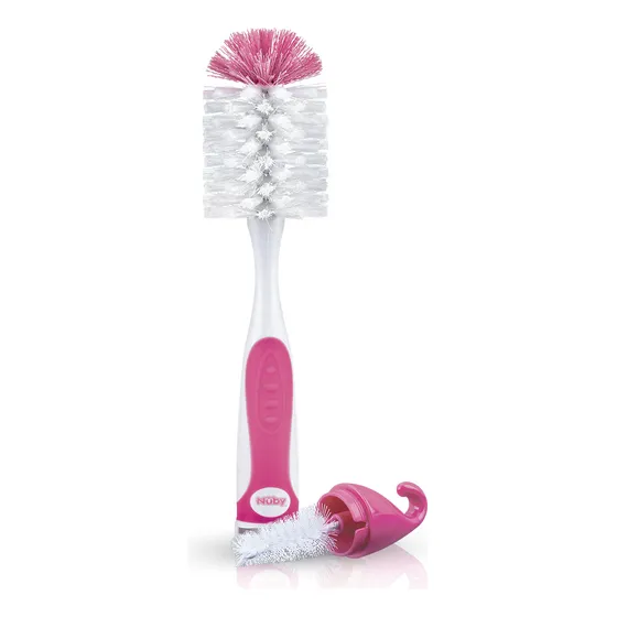 Escovinha Para Copos Mamadeiras Bicos 2 Em Um Nuby Cor Rosa