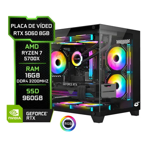 Pc Gamer 7 5700x, Rtx 5060, 32gb 3200mhz, Ssd 1tb Nvme 1 Tb 32 Gb