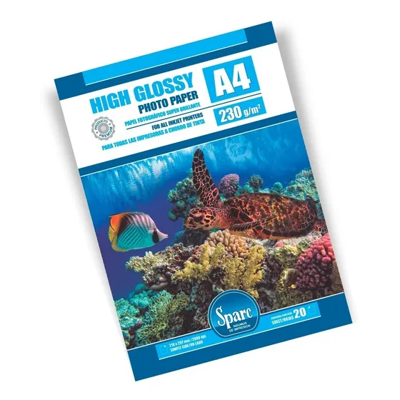 5 Paquetes Papel Foto Glossy A4 230grs X 20hojas - Sparc