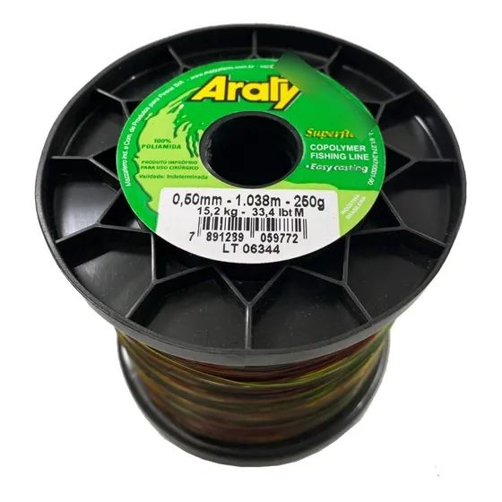 Rollo Nailon Para Pesca Araty Multicolor 1038 Metros 0,50 Mm