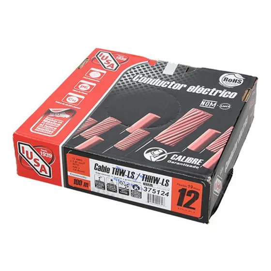 Cable Cal. 12 Rojo Thw 1 Hilo 100m Iusa 375124