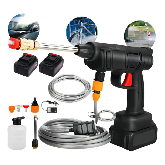 Lavadoras de Jato Elétricas Portátil Alta Pressão Recarregável 2 Bateria Vap Cor Preto Frequência 50-60hz 127/220v
