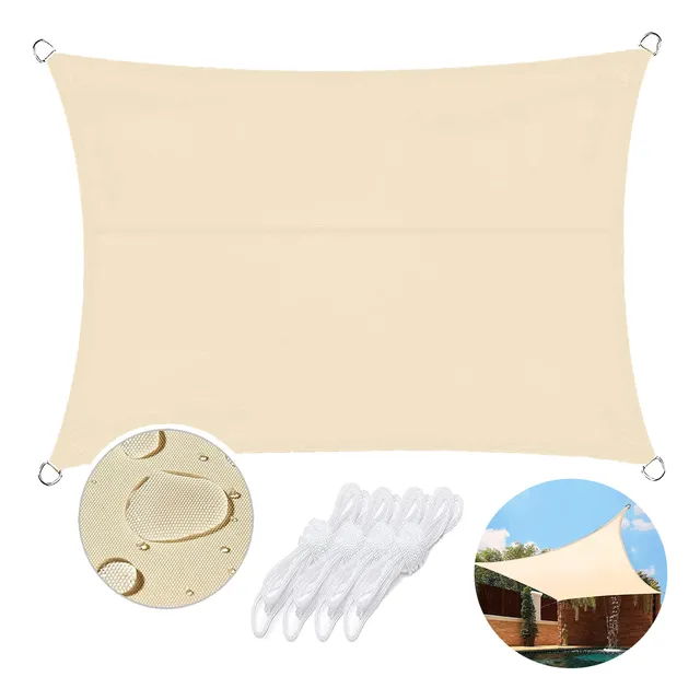 Toldo Tipo Vela Cuadrada Para Patio Bloqueo Uv 95% 3x2 Beige