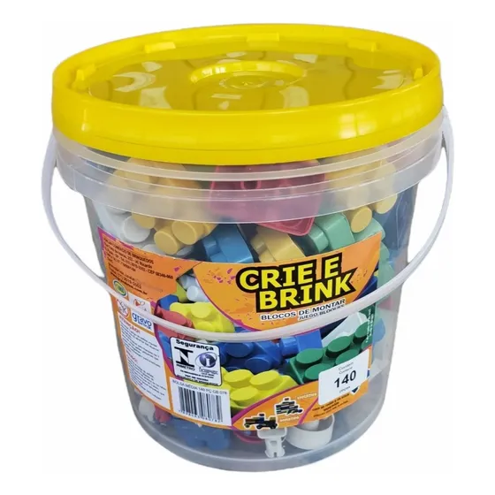 Blocos De Montar Com Balde Brinquedo Educativo E Didático 140 Peças Brinquedo Interativo Infantil