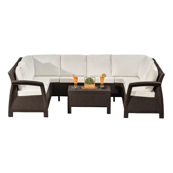 Juego De Sala Ferrara Luxury Para Exterior Tipo Rattan Mq Color Wengue