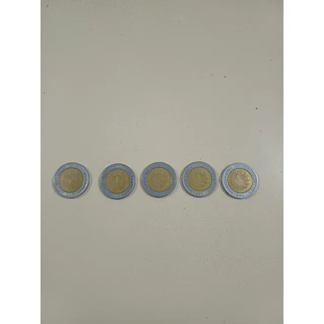 Monedas De 5 Soles De 1995 (lote De 5 Monedas)