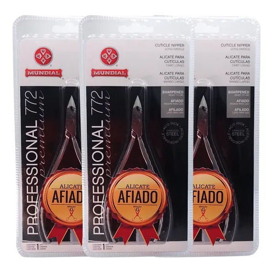 Kit 3 Alicates Mundial Cabo Longo 772 Profissional Amolado