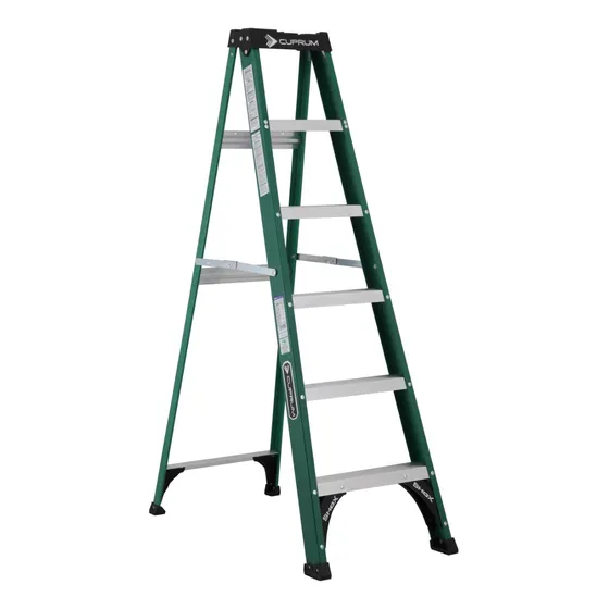 Escalera Tijera Sencilla De Fibra De Vidrio De 1.86 Mts Pro 