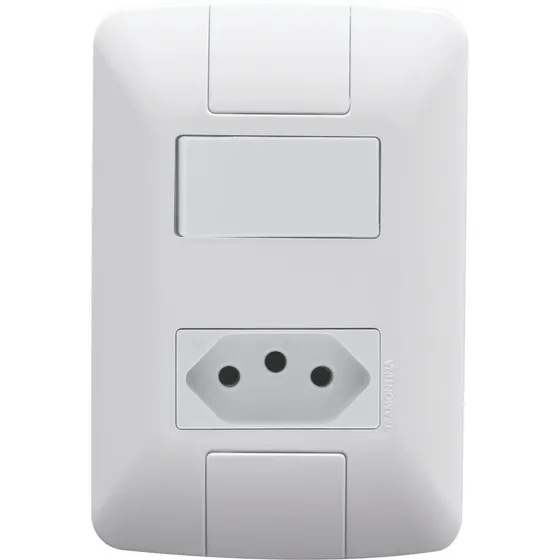 Conjunto 4x2 1 Interruptor 6a 250v 1 Tomada 2p+t Tramontina Cor Branco