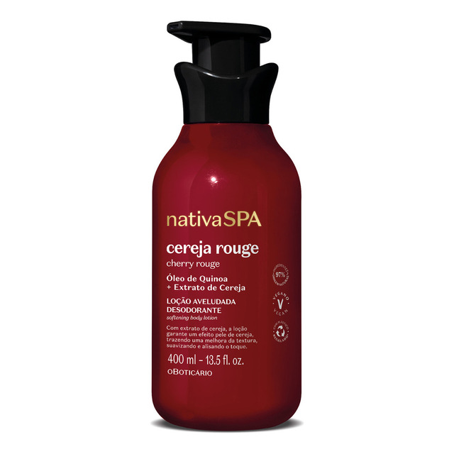 O Boticário Nativa Spa Loção Aveludada Cereja Rouge 400ml O Boticário Nativa Spa Loção Aveludada Cereja Rouge 400ml