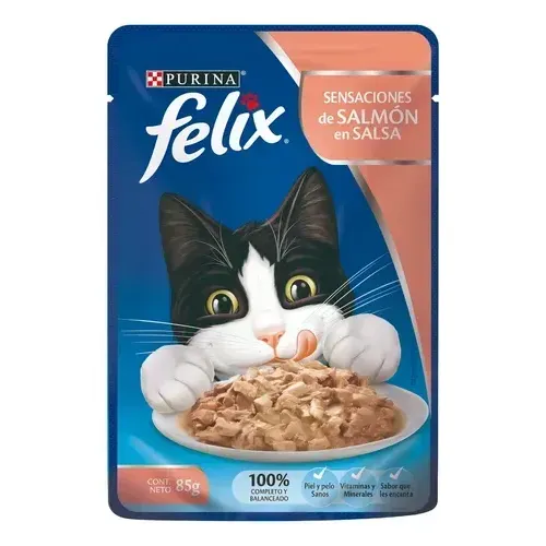 Pack X15 Sobres de Alimento Classic Húmedo Gato Salmón 85g c/u Felix