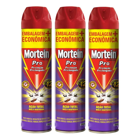 Kit 3 Mortein Detefon Barata Mosca Dengue Aranha 360ml