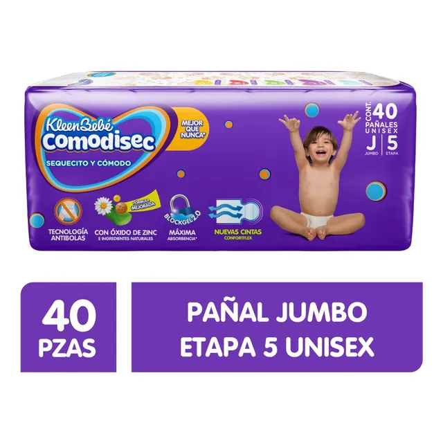 Pañales Kleenbebé Comodisec Etapa 5 Unisex 40 Piezas
