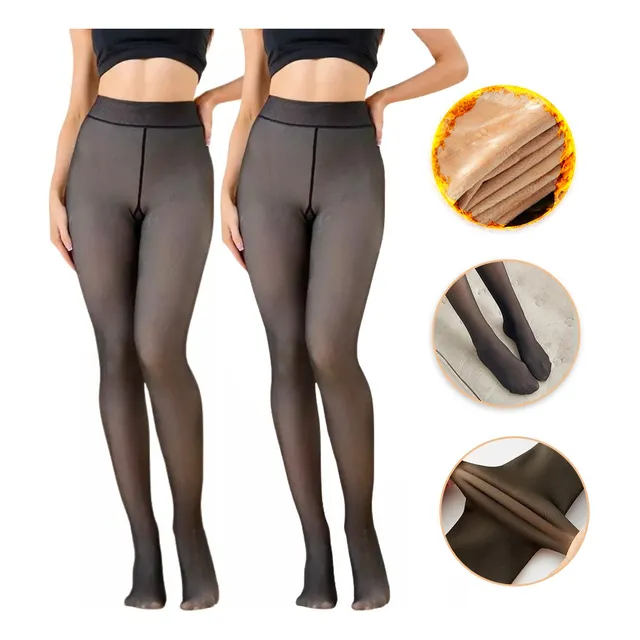 Kit 2 Meias Calça Lã Térmica Translúcida Forrada Peluciada