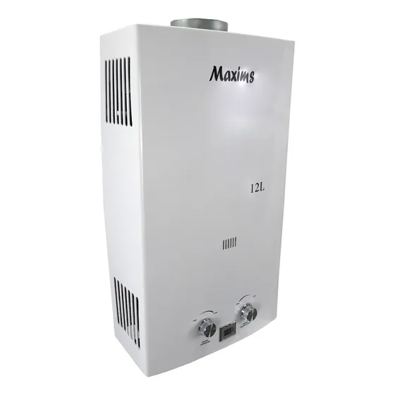 Calentador Maxims 12 Litros A Gas, 2 Servicios, Boiler Color Blanco 35x61x20cm. Durabilidad, Calentamiento Rápido.