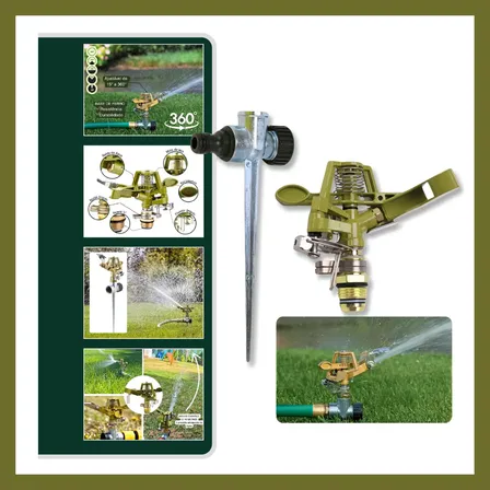 Kit Aspersor Automatico 37m Alcance Ajustável Giratório 360° Kit 2