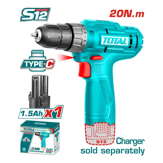Taladro Inalambrico 12v Carga Usb Tipo C Marca Total 