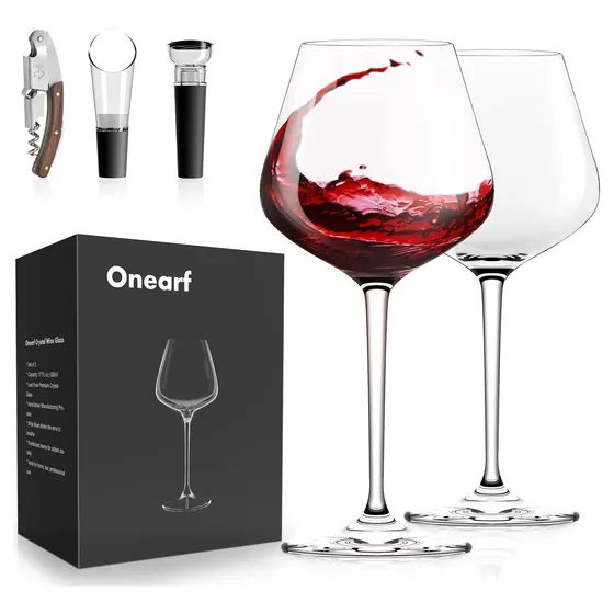 2 Copa Vino Onearf Tinto Blanco Tallo Largo Soplada