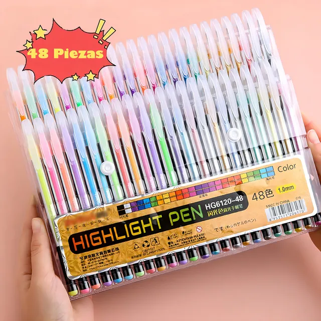 Plumas De Gel 48 Piezas Estuche Para Colores Color de la tinta Color Color del exterior 1 juego (48 piezas)