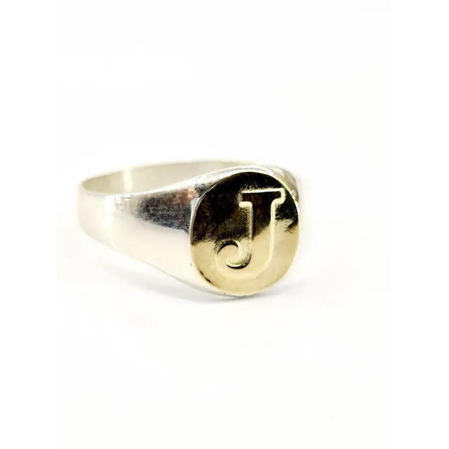 Anillo Con Inicial Plata 925 Y Oro Hermosos 