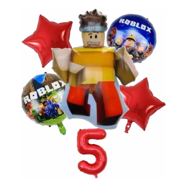 Pack 6 Globos Roblox Generico Incluye Número Y Muñeco 80cm