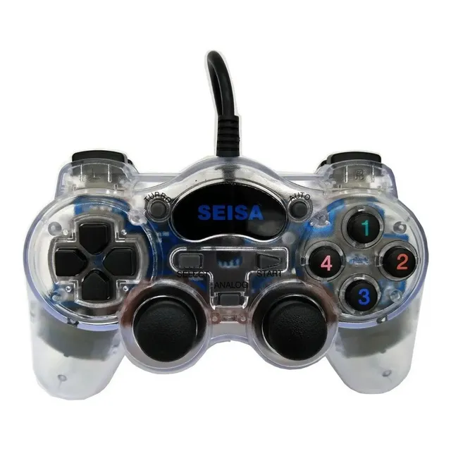 Joystick Seisa Sj-703tm Transparente Con Cable Usb Para Pc