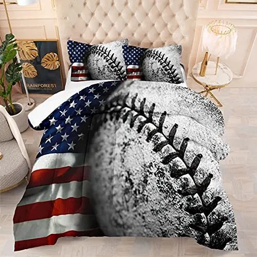 Set De Edredón Bodhi 3d Con Diseño De Béisbol Y Bandera Esta