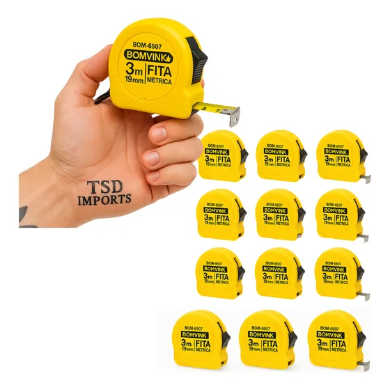 Kit 12 Trenas 3mx19m Profissional Fita Métrica Com Trava