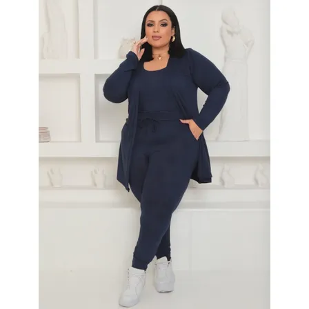 Conjunto Trio Lanzinha Plus Size Feminino Inverno Moda Plus