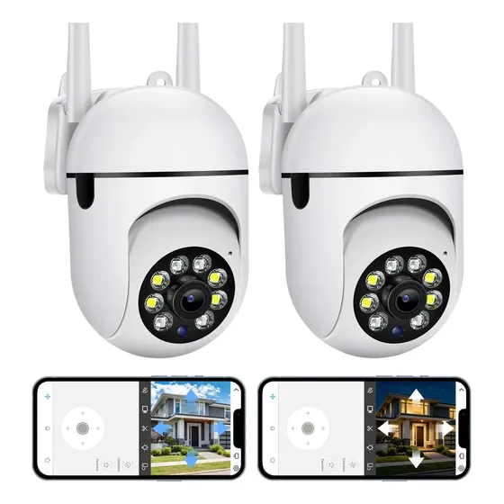 Pack 2 Cámaras de Seguridad WiFi PTZ Full HD para Interior y Exterior con Visión Nocturna