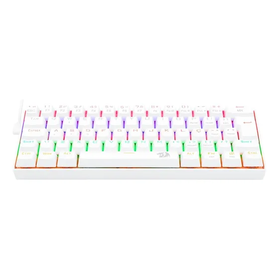 Teclado gamer Redragon Lakshmi QWERTY Redragon MK2 Blue português Brasil cor lunar white com luz rainbow