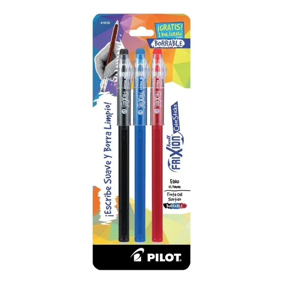 3 Bolígrafo Gel Frixion Stick Pilot Tinta Borrable Punta 0.7 Color De La Tinta Varios