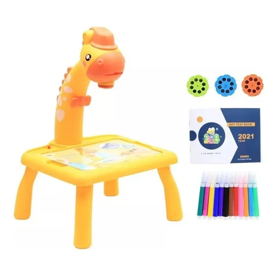 Mesa Projetora Infantil Desenho Educativa Lousa Mágica Led Cor Amarelo