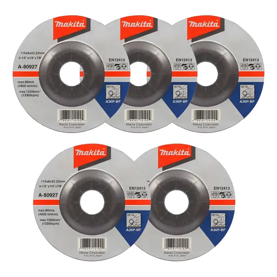 Pack 5 Discos Desbaste Metal 4-1/2'' 6mm Makita A-80927