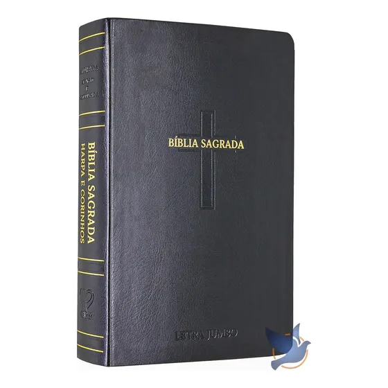 Bíblia Sagrada Gigante Letra Jumbo Arc Almeida Revista Corrigida Com Harpa Capa  Cruz Preta