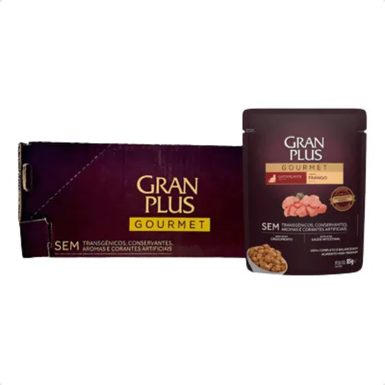 Ração Úmida Gran Plus Filhotes Frango Caixa 18un 85g Para Gatos