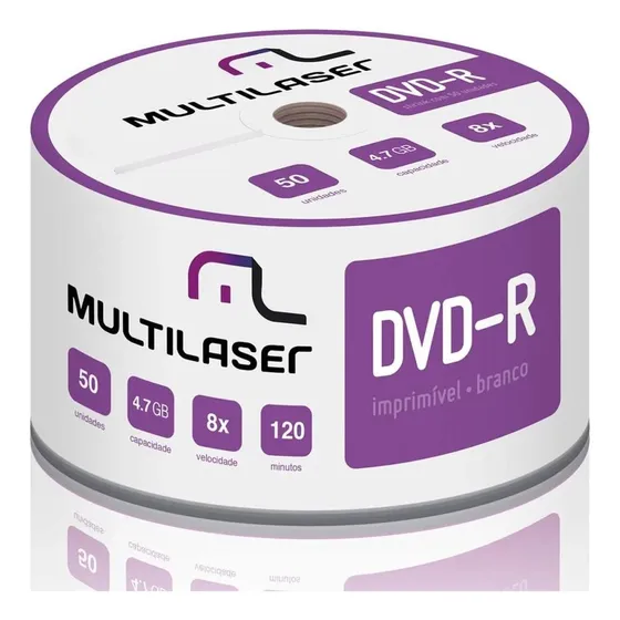 Dvd-r Imprimível Multilaser 16x - Pacote Com 10 Unidades