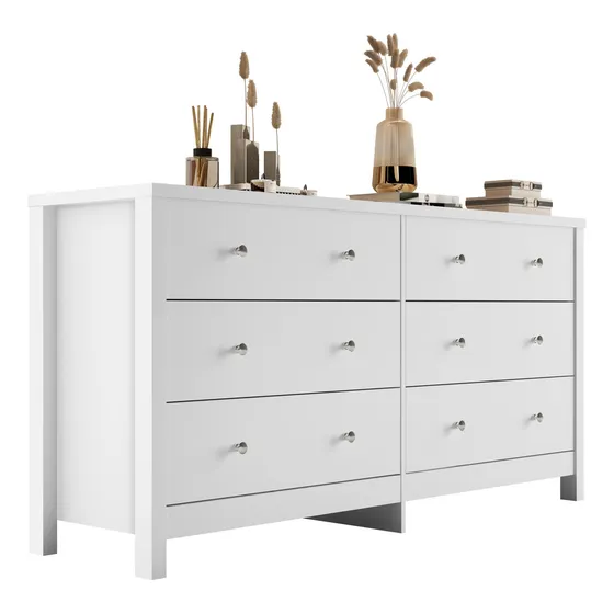 Móveis Bela Cômoda Organizadora De Roupa Multiuso Para Quarto Grande Casal Corrediças Telescopicas Comoda 6 Gav Branco