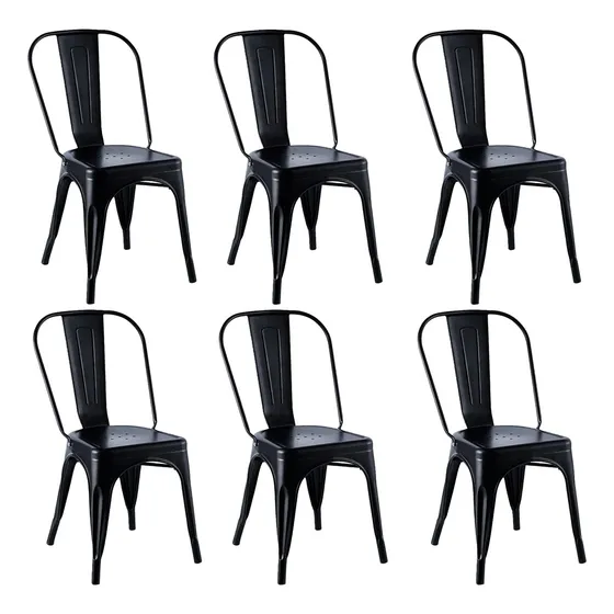 Sillas Tolix Para Armar Interior Exterior Gardenlife Set X6 Color Negro Mate