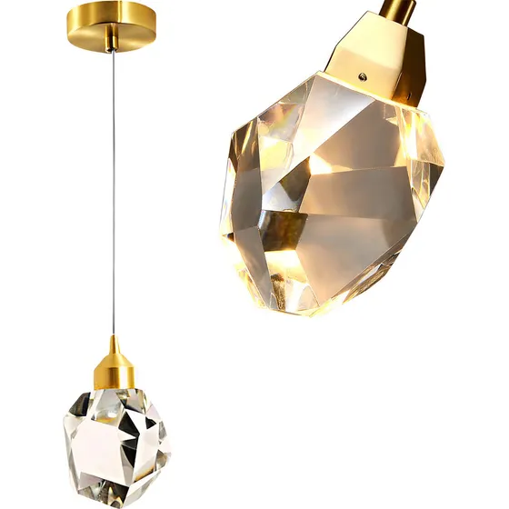 Pendente Dourado De Led Pedra De Cristal Lavabo Quarto Sala