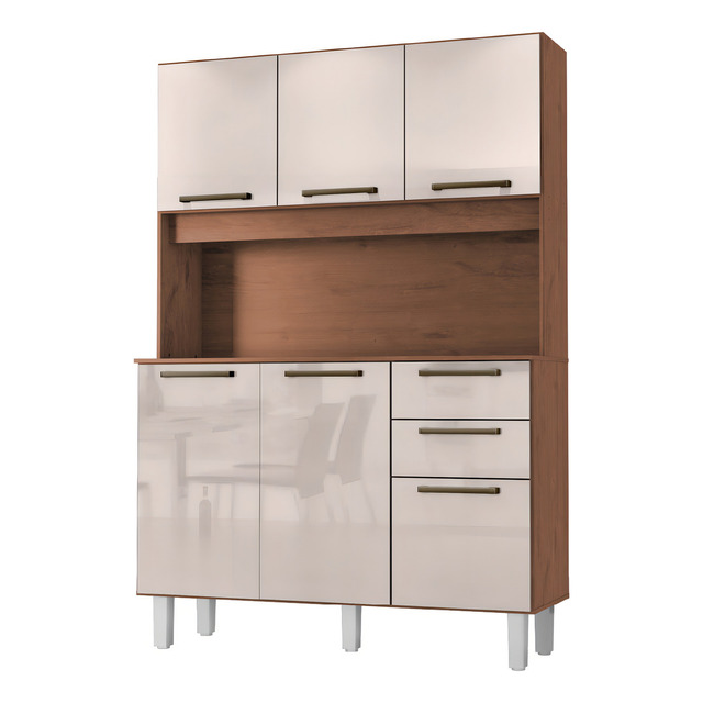 Pop Zanzini Armário De Cozinha 174x120.2cm Nature E Off White Pop Zanzini Armário De Cozinha 174x120.2cm Nature E Off White
