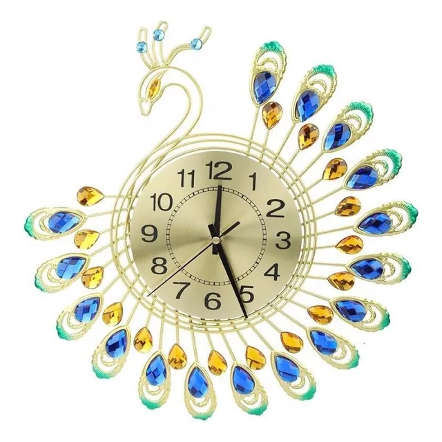 Reloj Pared Para Hogar Moderno Hierro Silencioso Pavo Real