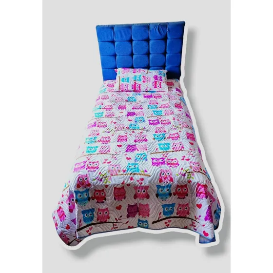Colcha Española Cubrelecho Doble Faz Cama Sencilla Infantil