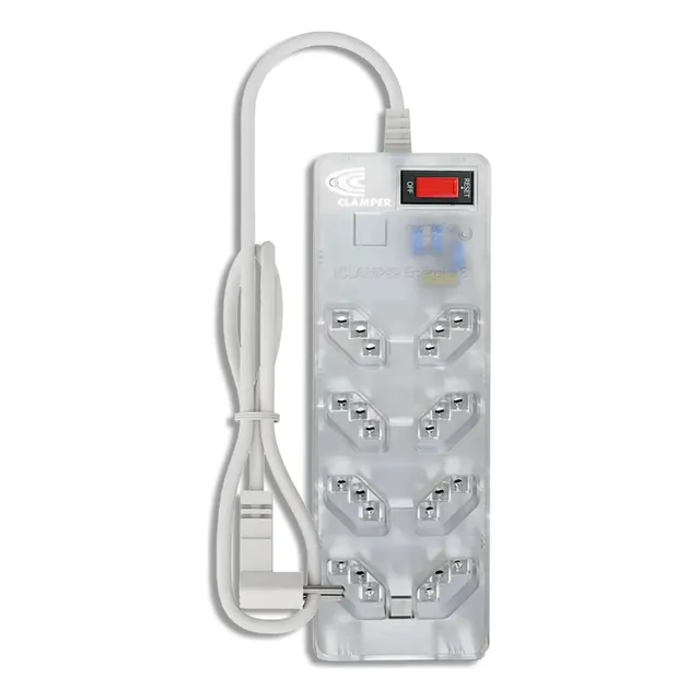 Filtro De Linha 8 Tomadas 3 Pinos 10a Iclamper Energia 8 Com Tecnologia Lcf E Dps Protetor De Surto Elétricos E Raios Cor Transparente