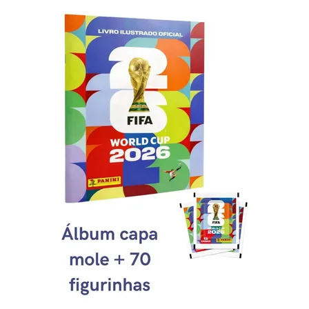 Kit Album Copa Mundo 2026 Panini Capa Mole + 70 Figurinhas