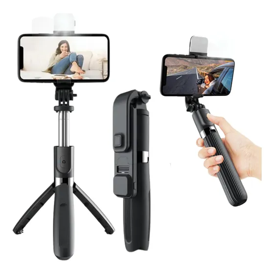 Tripé Celular Bastão Pau De Selfie Bluetooth Mesa Led 3 Em 1