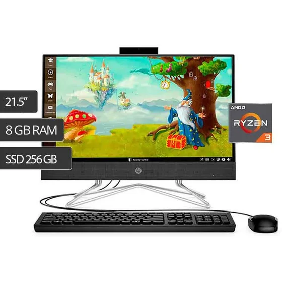 Todo En Uno Hp 22  Df0517la Ryzen 3 8gb 256gb Ssd W10h E
