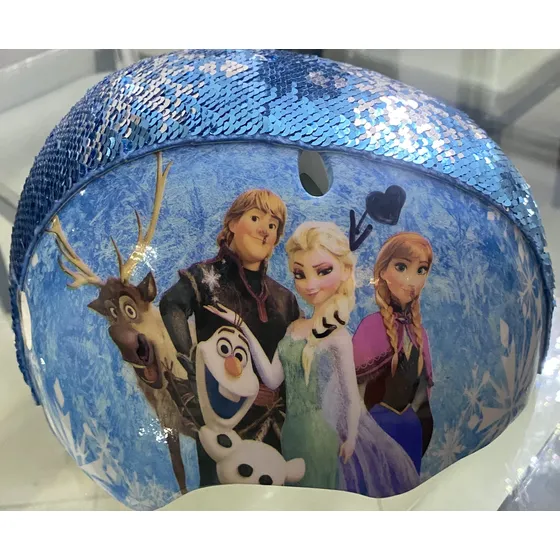 Casco Frozen Color Azul Con Hojuelas Brillantes