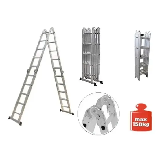 Escalera 3,70 M Multifuncion Combinada En Aluminio - 12 Esca