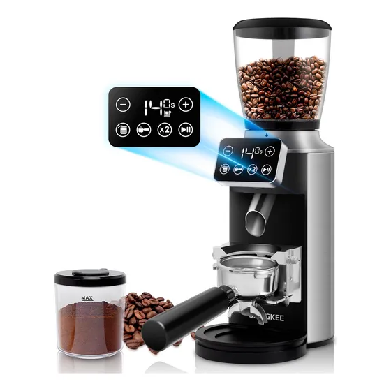 Sangkee Molinillo De Café Eléctrico, Molino De Café Con Fresa Cónica Antiestática, Sistema De Molido Preciso, Pantalla Táctil Ajustable, Soporte Para Embudo Desmontable,30 Ajustes De Molido (cae1-pro)